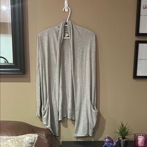 Gray Open Front Cardigan